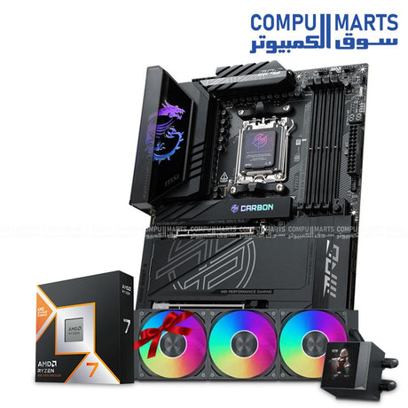 Ryzen 7 9800X3D Bundle with MSI MPG X870E Carbon WiFi Motherboard and Free CPS DC360 Pro ARGB Liquid Cooler Black โ Egypt