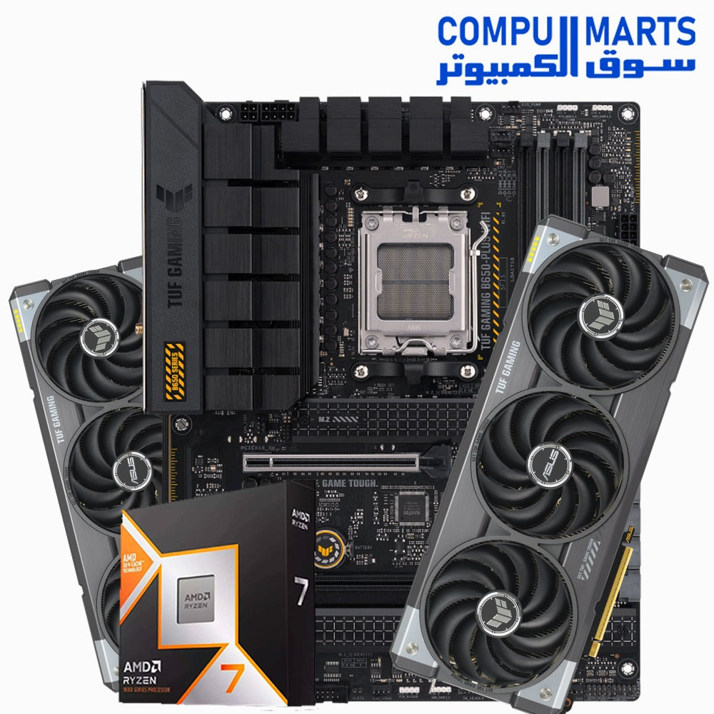 "Ryzen 7 9800X3D + ASUS TUF Gaming B650-PLUS WiFi + RTX 5070 Ti / 5070 Gaming PC Bundle – High Performance Gaming Build for Egypt"
