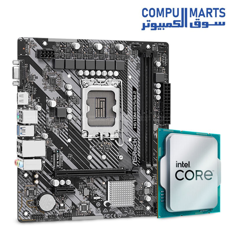 Intel Core i5-12400F TRAY Processor + ASRock H610M-HVS/M.2 R2.0 DDR4 Motherboard Bundle – LGA1700 Platform – Budget-Friendly Gaming & Productivity PC Build – Egypt