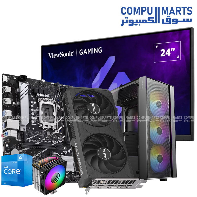 gaming pc bundle i5 12400f rtx 5060 16gb ram 180hz monitor full gaming setup