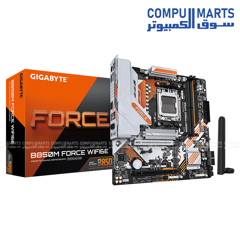 GIGABYTE B850M FORCE WIFI6E Micro ATX Motherboard for AMD AM5 with AMD B850 Chipset, DDR5 Support, Wi-Fi 6E, Bluetooth 5.3, PCIe 5.0, HDMI & DisplayPort