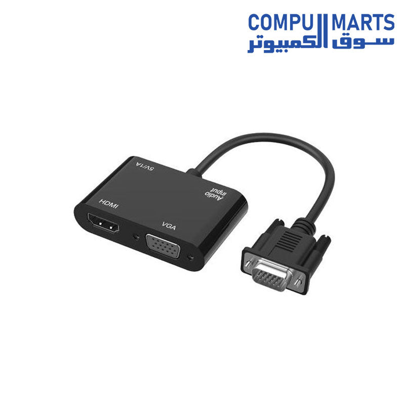 ONTEN HDMI to VGA HDMI Adapter, HDMI Splitter 1 HDMI in VGA HDMI 2 Out ,  HDMI to HDMI VGA Adapter for Computer, Desktop, Laptop, PC, Monitor…Power