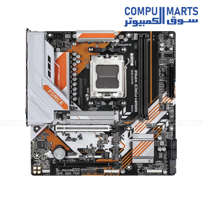 GIGABYTE B850M FORCE WIFI6E Micro ATX Motherboard for AMD AM5 with AMD B850 Chipset, DDR5 Support, Wi-Fi 6E, Bluetooth 5.3, PCIe 5.0, HDMI & DisplayPort