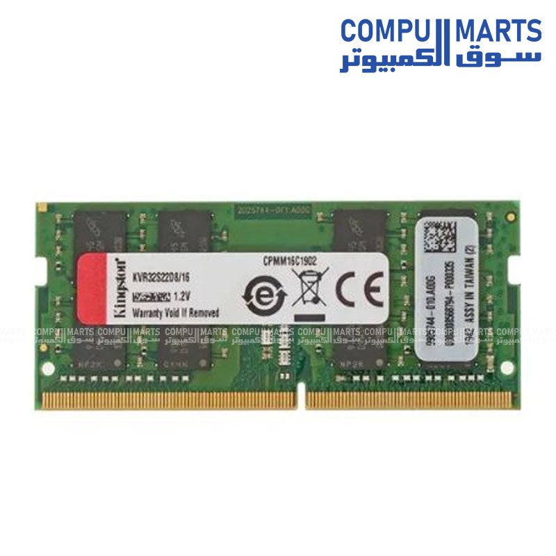 Kingston 16GB DDR4 SODIMM 3200MHz memory module