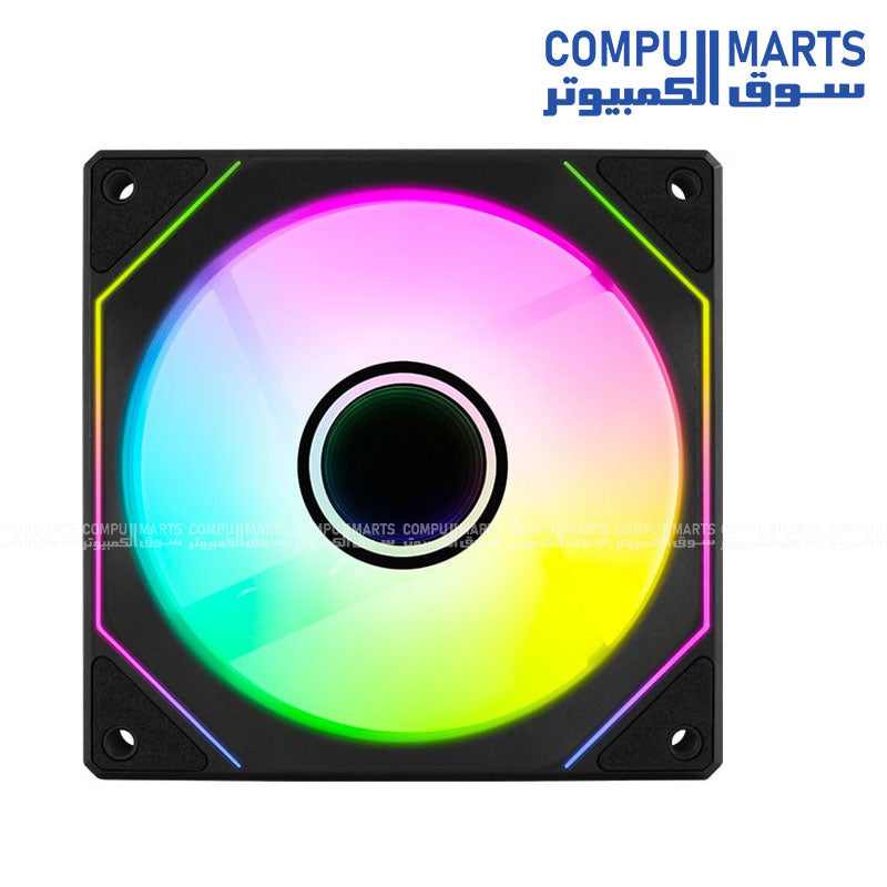 AEROCOOL Phantom M-3 Reverse  R 12 PWM ARGB 120mm Cooling Fan – Black / White – 1800 RPM – Hydraulic Bearing – 49.8 CFM