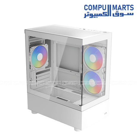 Buy AeroCool Viewport Mini Micro-ATX Case with tempered glass panels, 3 ARGB fans, and wide cooling support. Sleek design for gaming PC builds in Egypt.