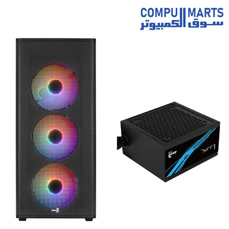 AeroCool Designer Mid-Tower Case โ ARGB Mesh Front โ Tempered Glass Side Panel โ Gaming PC Case