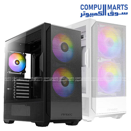 Antec NX416L mid-tower ATX gaming case with high-airflow mesh front panel, tempered glass side, 2 x 160mm ARGB fans and 1 x 120mm ARGB fan included, optimized cooling support