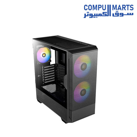 Antec NX416L mid-tower ATX gaming case with high-airflow mesh front panel, tempered glass side, 2 x 160mm ARGB fans and 1 x 120mm ARGB fan included, optimized cooling support