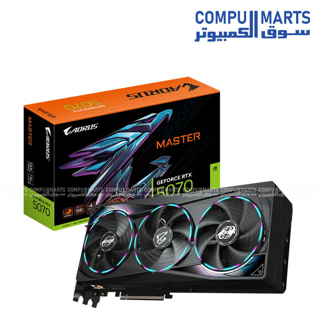 GIGABYTE – Graphics Card – GV‑N5070AORUS‑M‑12GD – RTX 5070 MASTER 12GB – Triple-Fan RGB Halo GPU – Blackwell Architecture – Egypt