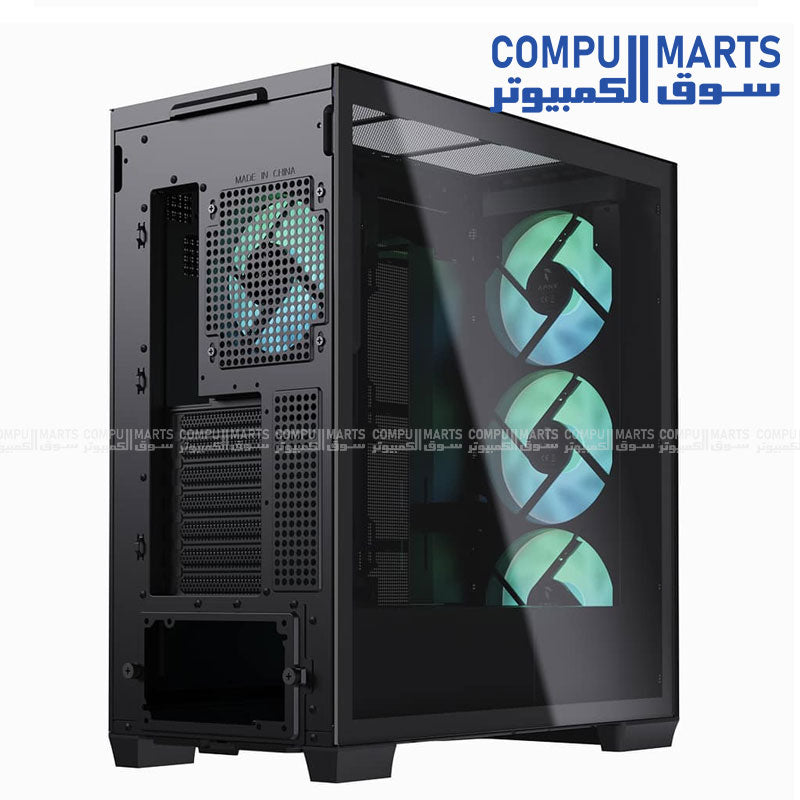 APNX C1-R Mid Tower PC Case – supports ATX, Micro-ATX, and Mini-ITX – available in black or white with tempered glass side panel, optimized airflow, and modern design for gaming builds.