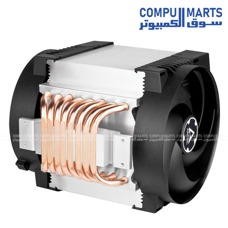 ARCTIC Freezer 4U-M Server CPU Cooler with dual 120mm PWM fans, 8 copper heatpipes, aluminum fins, and wide Intel & AMD server socket compatibility