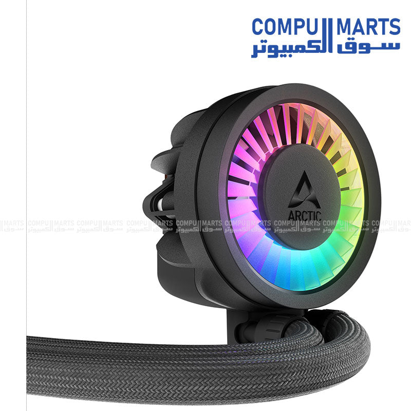ARCTIC Liquid Freezer III PRO 280 A-RGB high-performance CPU liquid cooler with dual 140mm fans, VRM cooling, and Intel/AMD support.