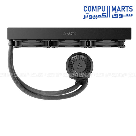 ARCTIC Liquid Freezer III PRO 360 AIO CPU Cooler with three P12 Pro fans, copper cold plate, MX-6 thermal paste pre-applied, and support for Intel LGA1851/LGA1700 and AMD AM5/AM4 โ high-performance liquid cooling solution.