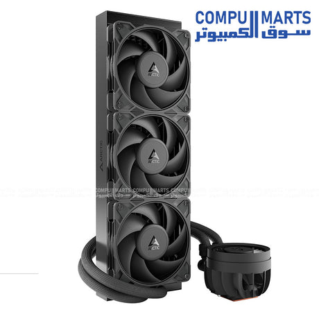 ARCTIC Liquid Freezer III PRO 420 AIO CPU Cooler with three P14 Pro fans, copper cold plate, MX-6 thermal paste pre-applied, VRM cooling module, and support for Intel LGA1851/LGA1700 and AMD AM5/AM4 โ extreme liquid cooling solution.