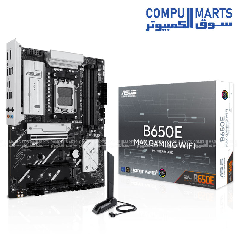 ASUS B650E MAX GAMING WIFI Motherboard – AM5 – DDR5 – PCIe 5.0 – Wi-Fi 6E – ATX
