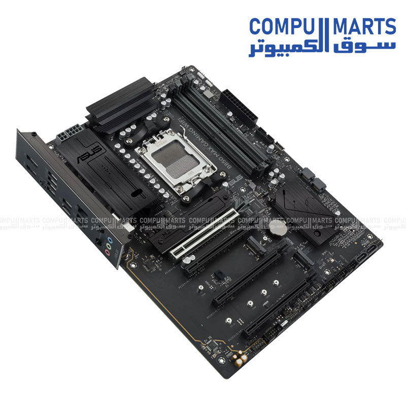 B850 MAX GAMING WIFI motherboard with 3 M.2 slots and 4 SATA 6Gb/s ports