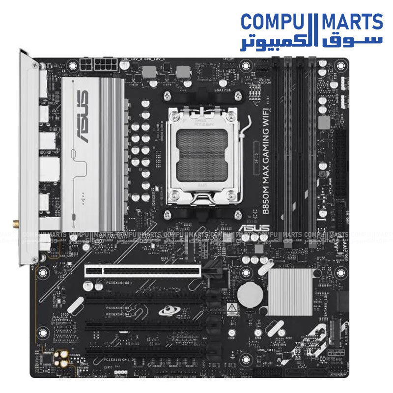 B850M MAX GAMING WIFI – mATX AMD AM5 Motherboard – DDR5 – PCIe 5.0 – Wi-Fi 6 – Aura Sync RGB