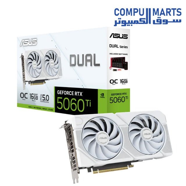 ASUS Dual RTX 5060 Ti 16GB OC Edition White Graphics Card – Gaming GPU