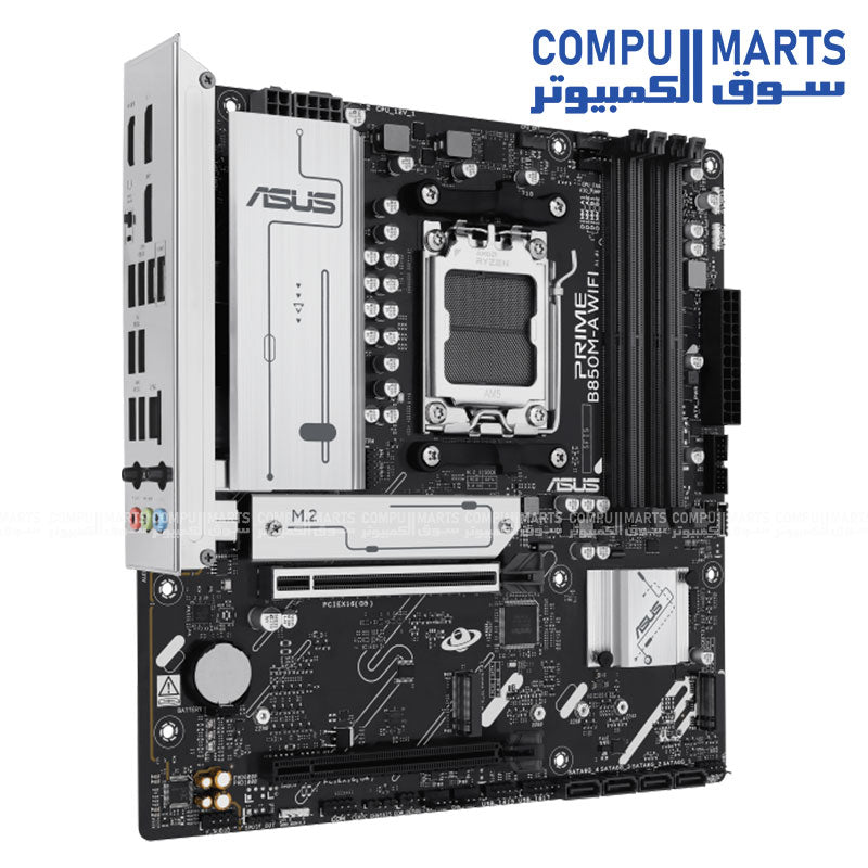 ASUS PRIME B850M-A WIFI Motherboard – AM5 Socket – DDR5 – PCIe 5.0 – Wi-Fi 6E – Micro ATX