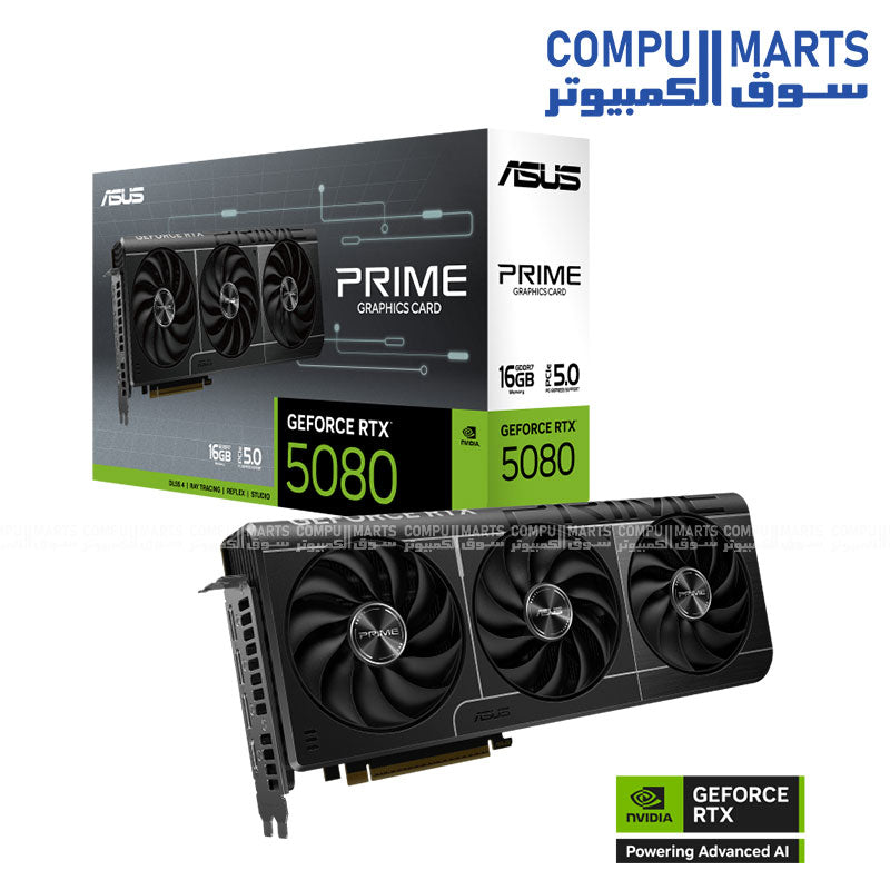 ASUS PRIME GeForce RTX 5080 16GB GDDR7 Graphics Card – PCIe 5.0, HDMI 2.1b, DisplayPort 2.1b, SFF Ready – Egypt