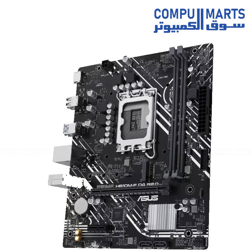PRIME H610M-F D4 R2.0-ASUS-motherboard- Intel H610 LGA 1700 micro-ATX- M.2 - DDR4- 1Gb -HDMI -5Gbps
