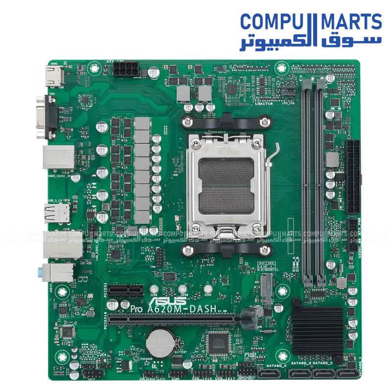 لوحة أم ASUS Pro A620M-DASH-CSM AMD AM5 للأعمال – DDR5 – PCIe 4.0 – Gigabit LAN