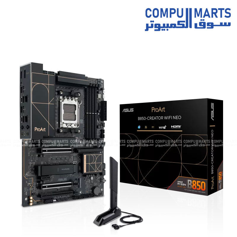 ASUS B850-CREATOR WIFI NEO ATX motherboard supporting AMD Ryzen 9000 8000 and 7000 Series processors