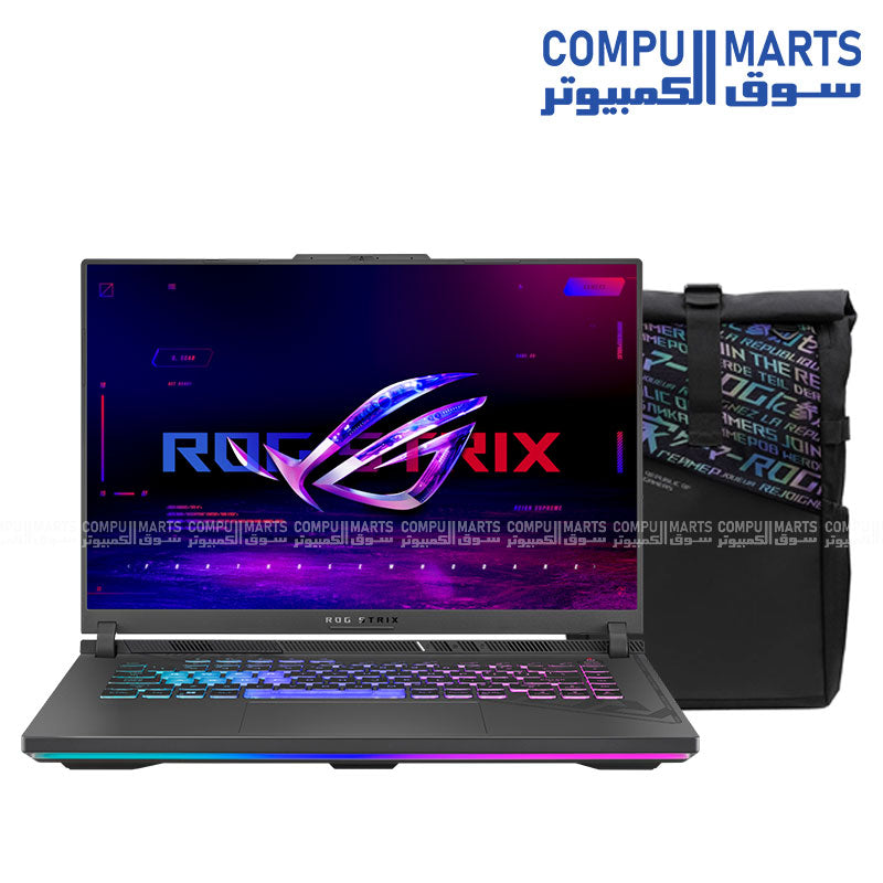 ASUS ROG Strix G16 gaming laptop with AMD Ryzen 9 8940HX Processor, NVIDIA GeForce RTX 5080 Laptop GPU, 16GB DDR5 memory, 1TB PCIe 4.0 NVMe M.2 SSD, 16-inch 2.5K 300Hz display, and Windows 11 Home