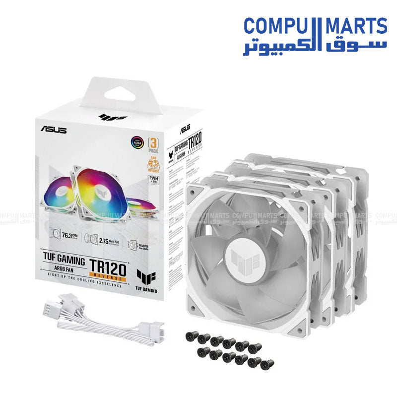 ASUS -TUF -GAMING -TR120 -ARGB- Reverse- 120mm- Fan 3-in-1 Pack