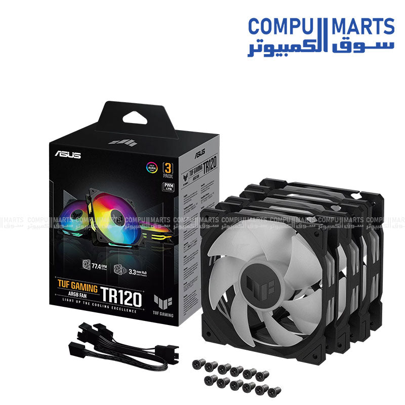 ASUS TUF Gaming TR120 ARGB Triple Fan Pack – High Static Pressure, Aura Sync, Performance Cooling (Egypt)
