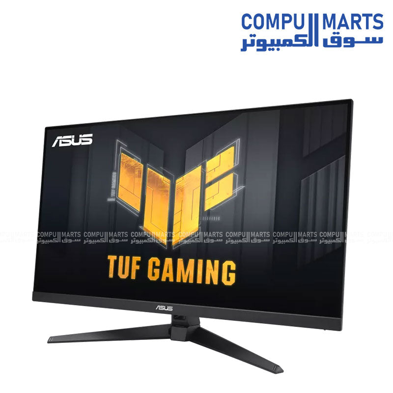 TUF Gaming VG328QA1A monitor featuring Extreme Low Motion Blur technology, Shadow Boost enhancement, HDMI 2.0 connectivity, and immersive gaming monitor Egypt performance