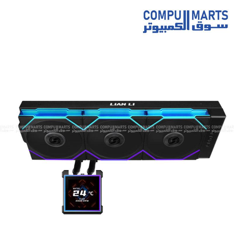 Lian Li 360mm liquid cooler with LCD screen and Intel LGA1700 LGA1851 AMD AM4 AM5 support in Egypt