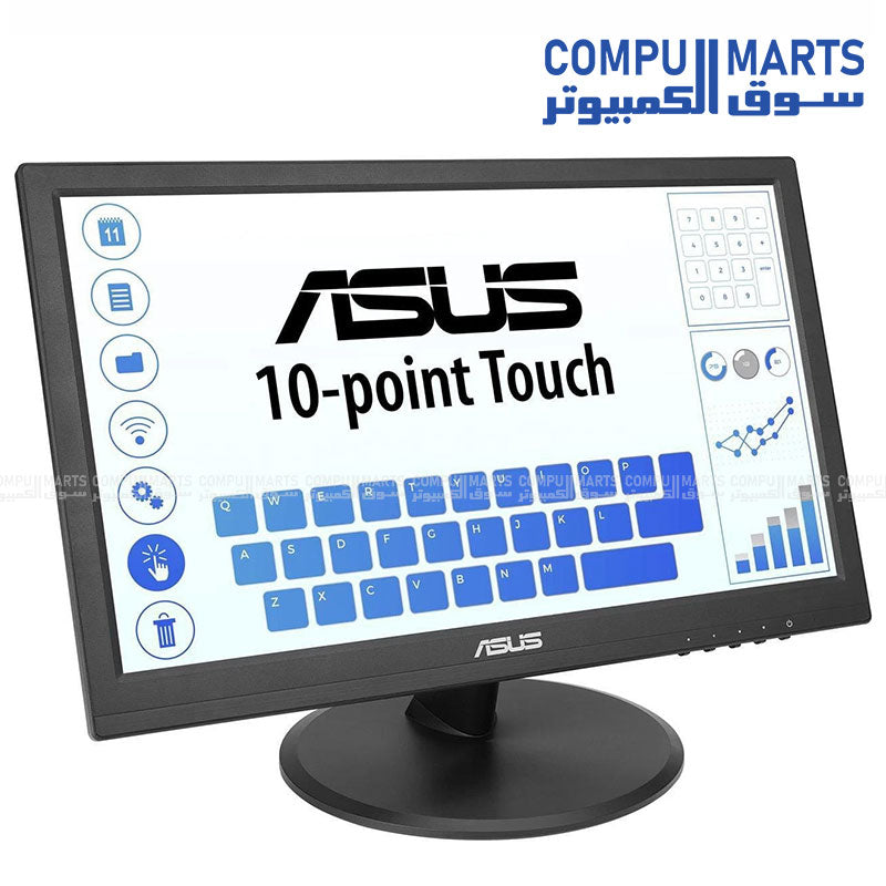Frameless FHD monitor with projective capacitive 10-point touch support Flicker-Free technology and Low Blue Light features for comfortable viewing sessions