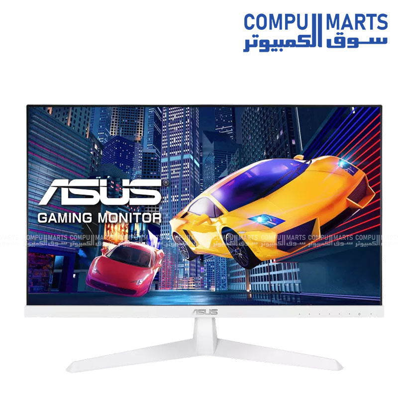 ASUS VY279HGR monitor with Eye Care Plus technology, antibacterial treatment, and TÜV certified flicker free and low blue light standards for safer long term screen usage in daily environments