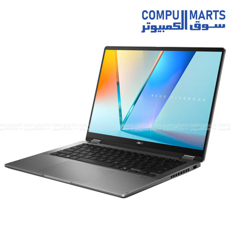 ASUS VivoBook Flip S14 TP3407SA front view with stylus – matte gray