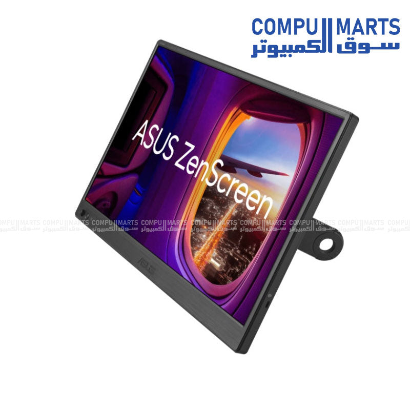 ASUS portable OLED monitor with dual USB-C ports and mini HDMI offering power pass-through up to 65W and flicker-free display