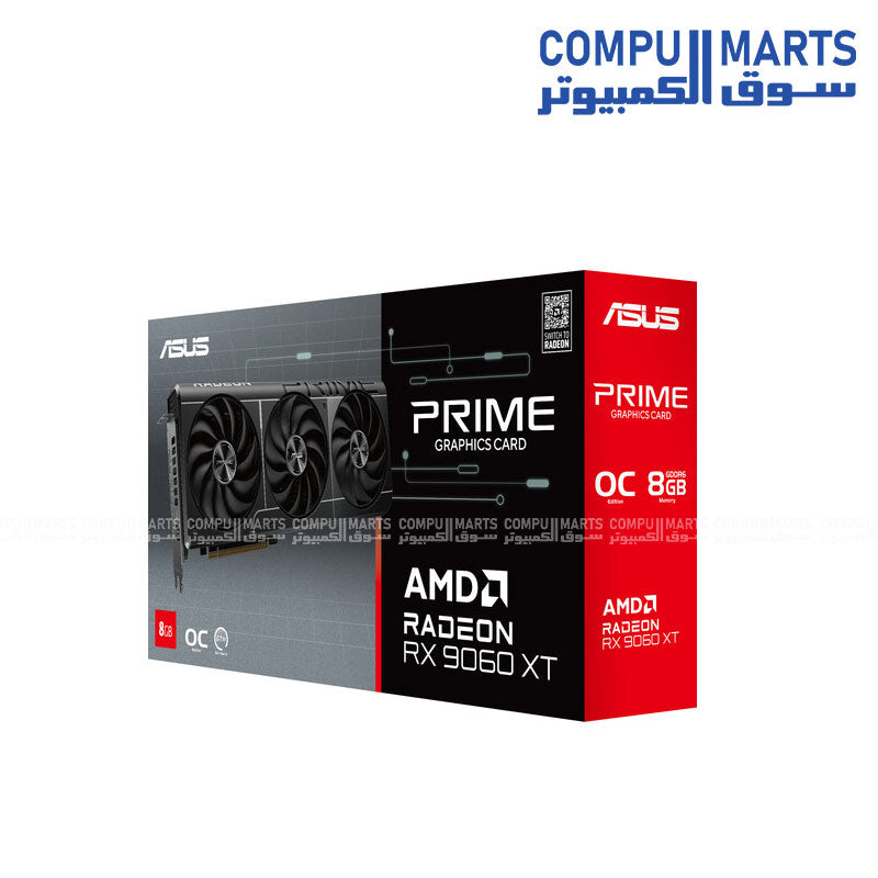 ASUS Radeon RX 9060 XT Prime OC Graphics Card – Front View
