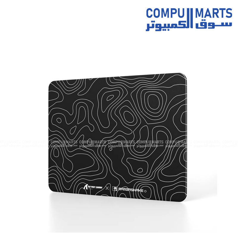 ATTACK SHARK CM05 Glass Gaming Mouse Pad 17.7x15.7 Inch 450x400mm Nano-Textured Surface 9H Hard Tempered Glass Non-Slip PU Base White Black Contour