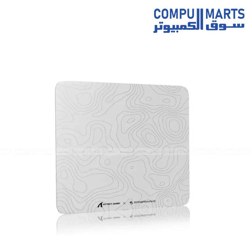 ATTACK SHARK CM05 Glass Gaming Mouse Pad 17.7x15.7 Inch 450x400mm Nano-Textured Surface 9H Hard Tempered Glass Non-Slip PU Base White Black Contour