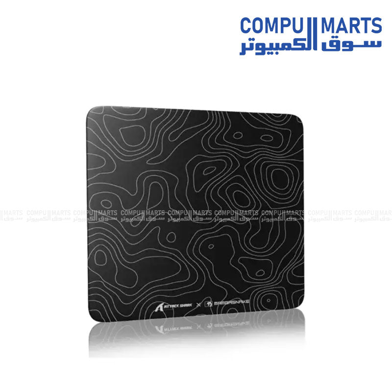 ATTACK SHARK CM05 Glass Gaming Mouse Pad 17.7x15.7 Inch 450x400mm Nano-Textured Surface 9H Hard Tempered Glass Non-Slip PU Base White Black Contour