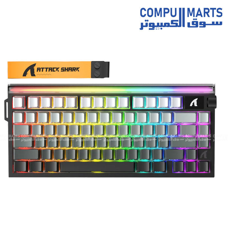 Featuring 79 keys, USB-C wired connectivity, and South-facing 16M RGB backlight on the ATTACK SHARK R85 HE keyboard for keyboard Egypt searches