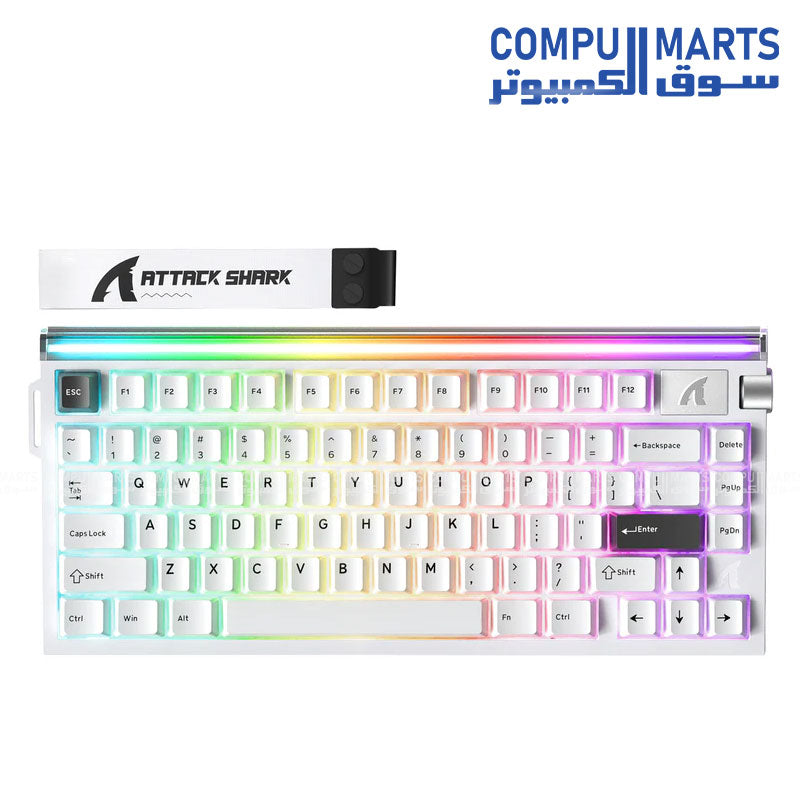 Featuring 79 keys, USB-C wired connectivity, and South-facing 16M RGB backlight on the ATTACK SHARK R85 HE keyboard for keyboard Egypt searches