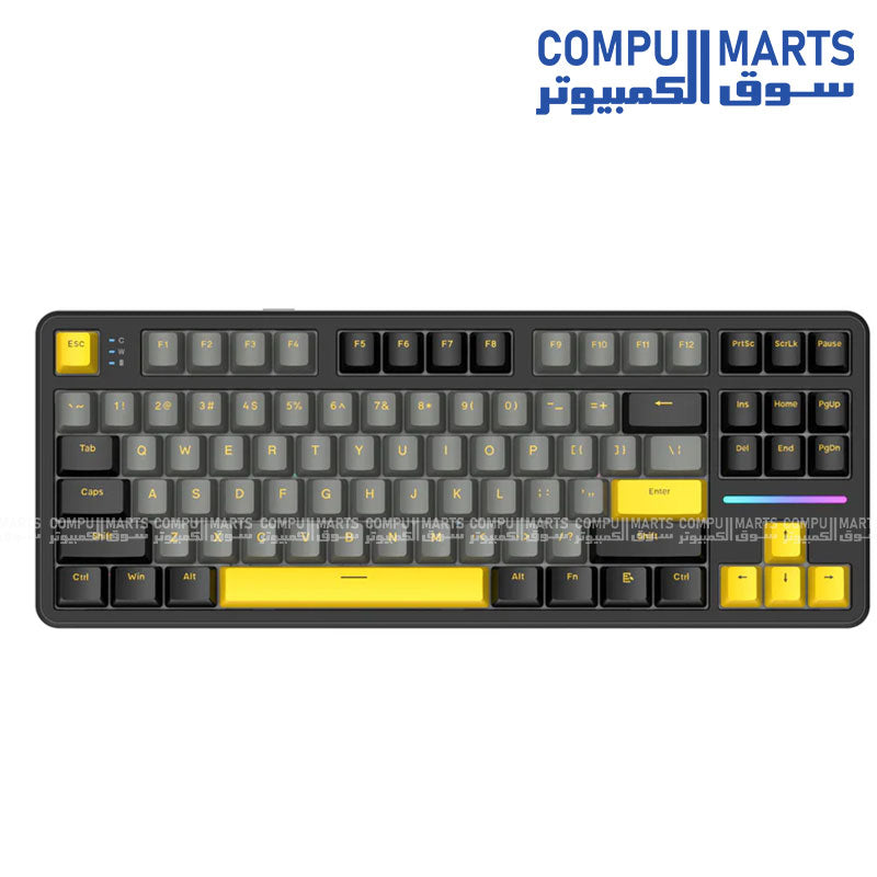 X87 gaming keyboard featuring Blueberry linear switches and hot-swappable switch compatibility