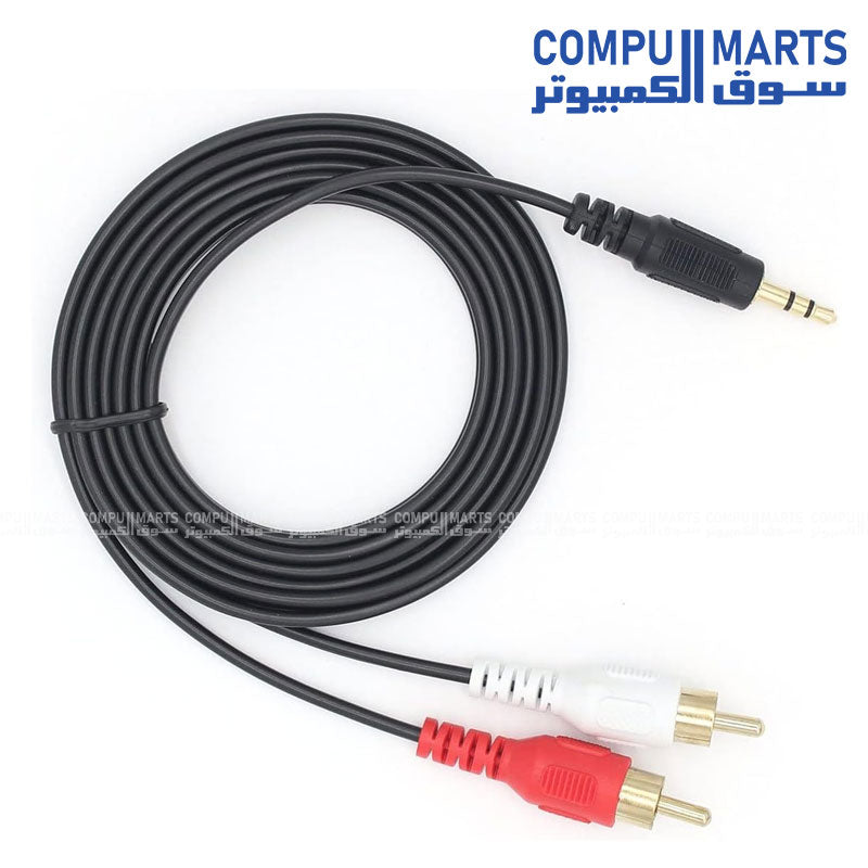 Audio 2-in-1 Cable – Stereo AUX Splitter – Durable Black Audio Connector