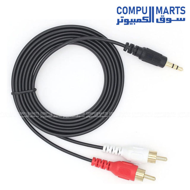 Audio 2-in-1 Cable – Stereo AUX Splitter – Durable Black Audio Connector