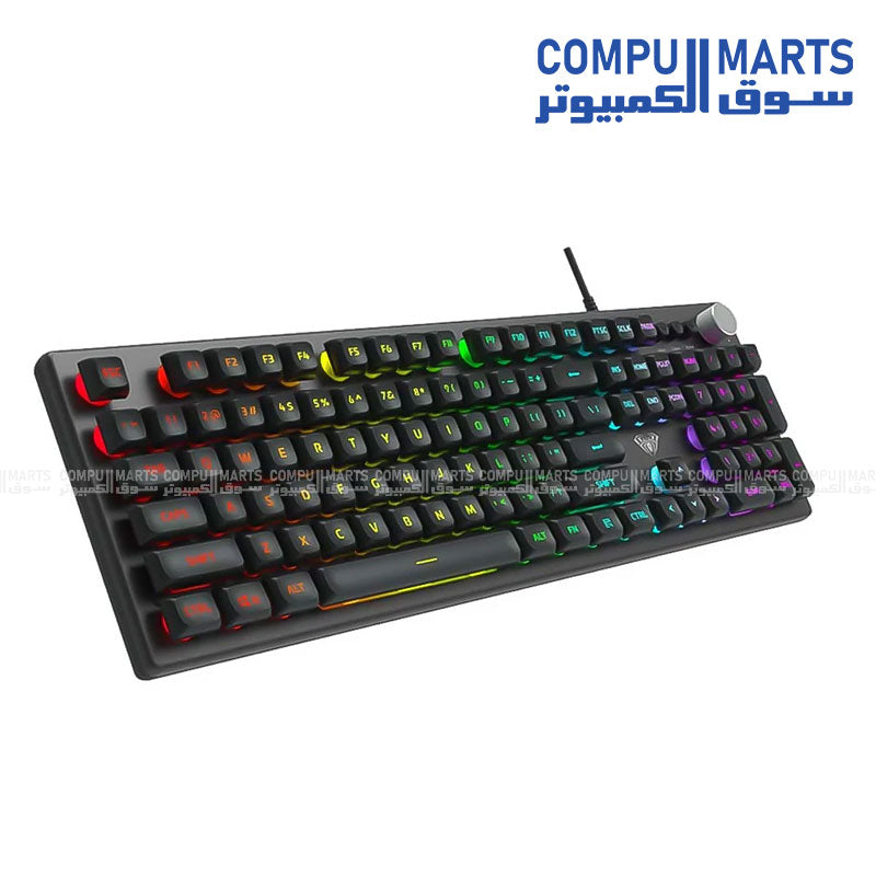 AULA F2028 Programmable Gaming Keyboard – Multi-Metal Waterproof System with 3 Lighting Modes