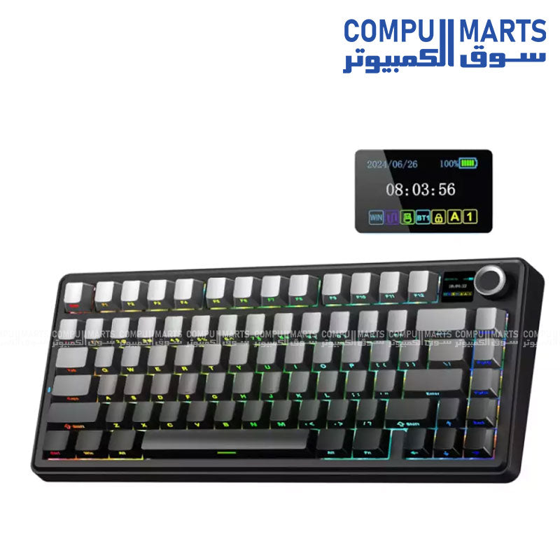 AULA F75 MAX Mechanical Gaming Keyboard with TFT Screen and Knob Hot Swappable RGB Backlight