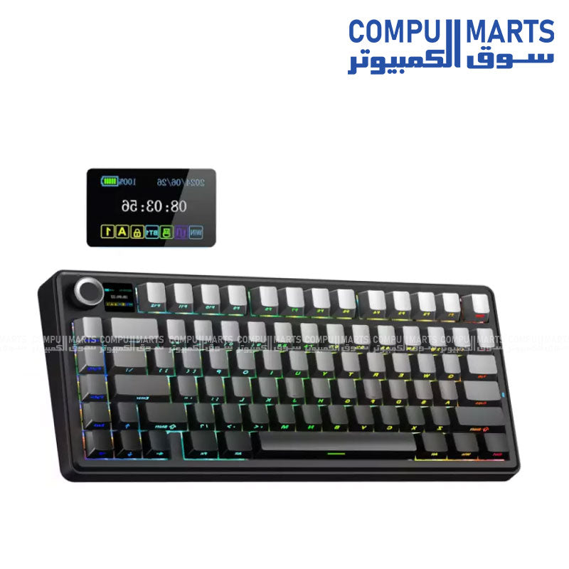 AULA F75 MAX Side-Engraved Keycaps 3 in 1 Mechanical Gaming Keyboard 75% Layout Gradient Gray Reaper Switch