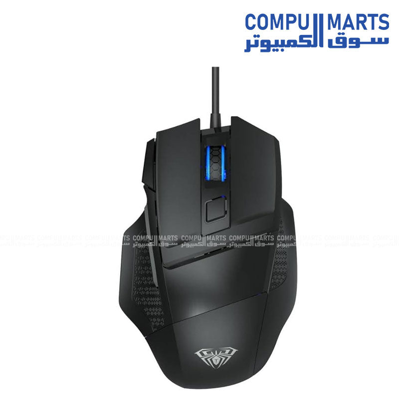 AULA S12 Gaming Mouse with wired optical RGB connection, USB Type-C interface, 704E optical sensor, DPI 800 1200 1600 2400 4800, and 125Hz polling